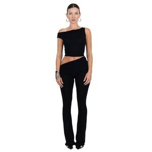 DAVIS Active Drape Asymmetric Flares Pants Black XS / Small NEW
